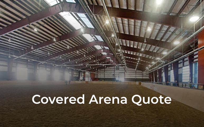 A large covered arena with the words covered arena quote on the bottom