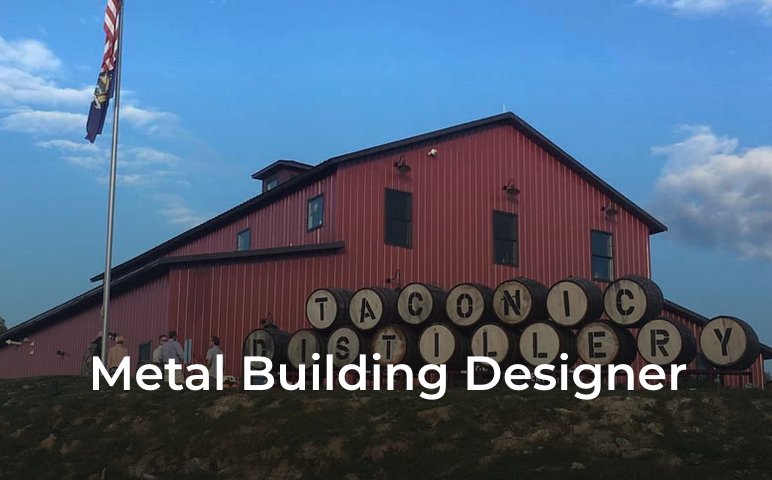 A red building with the words taconic distillery on it