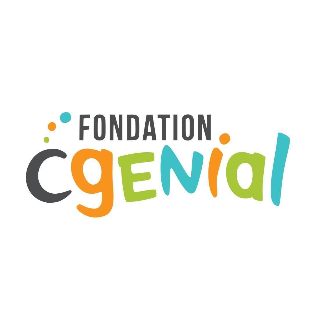Un logo coloré pour la fondation cgenial sur fond blanc