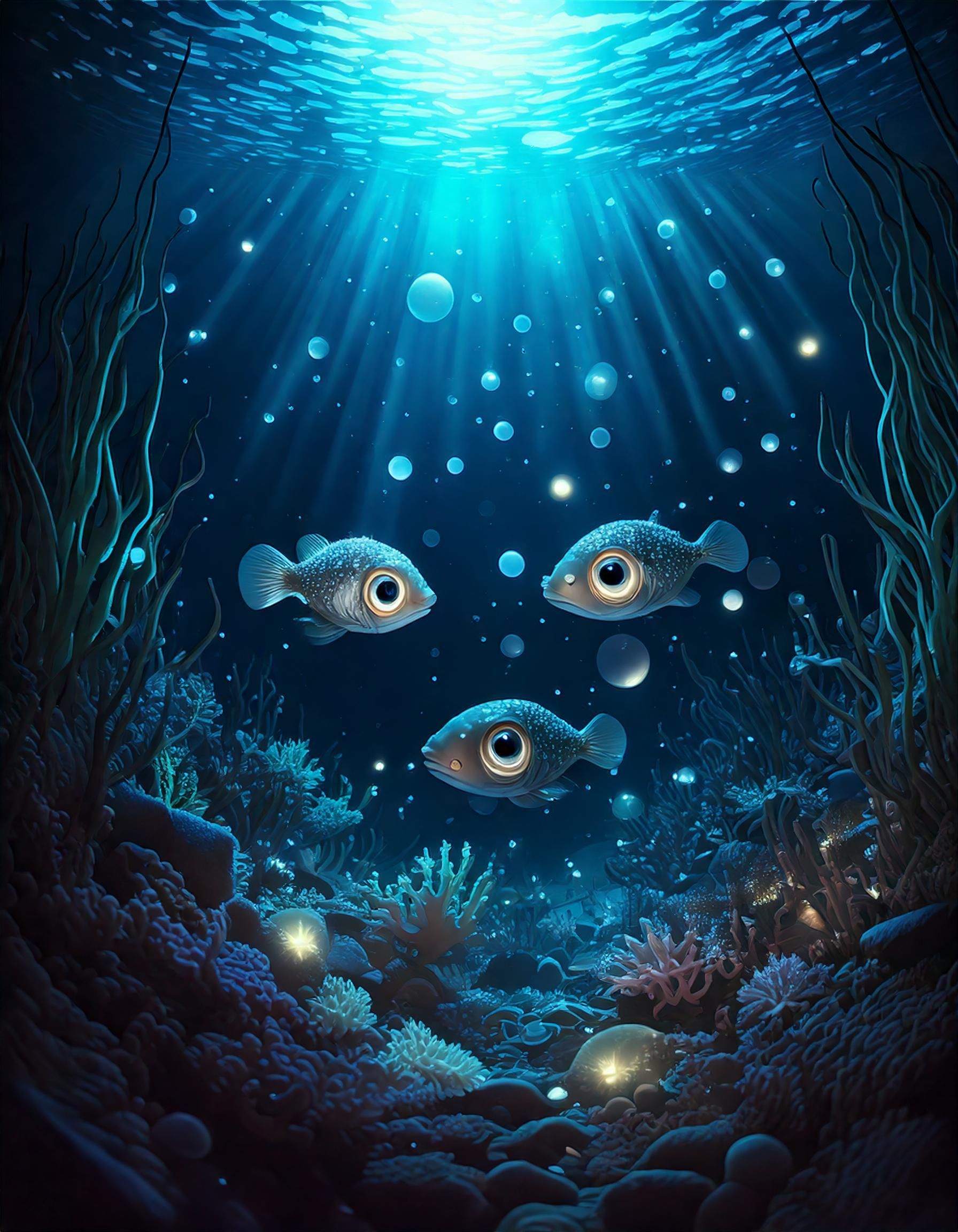 Un groupe de poissons nage dans l'océan