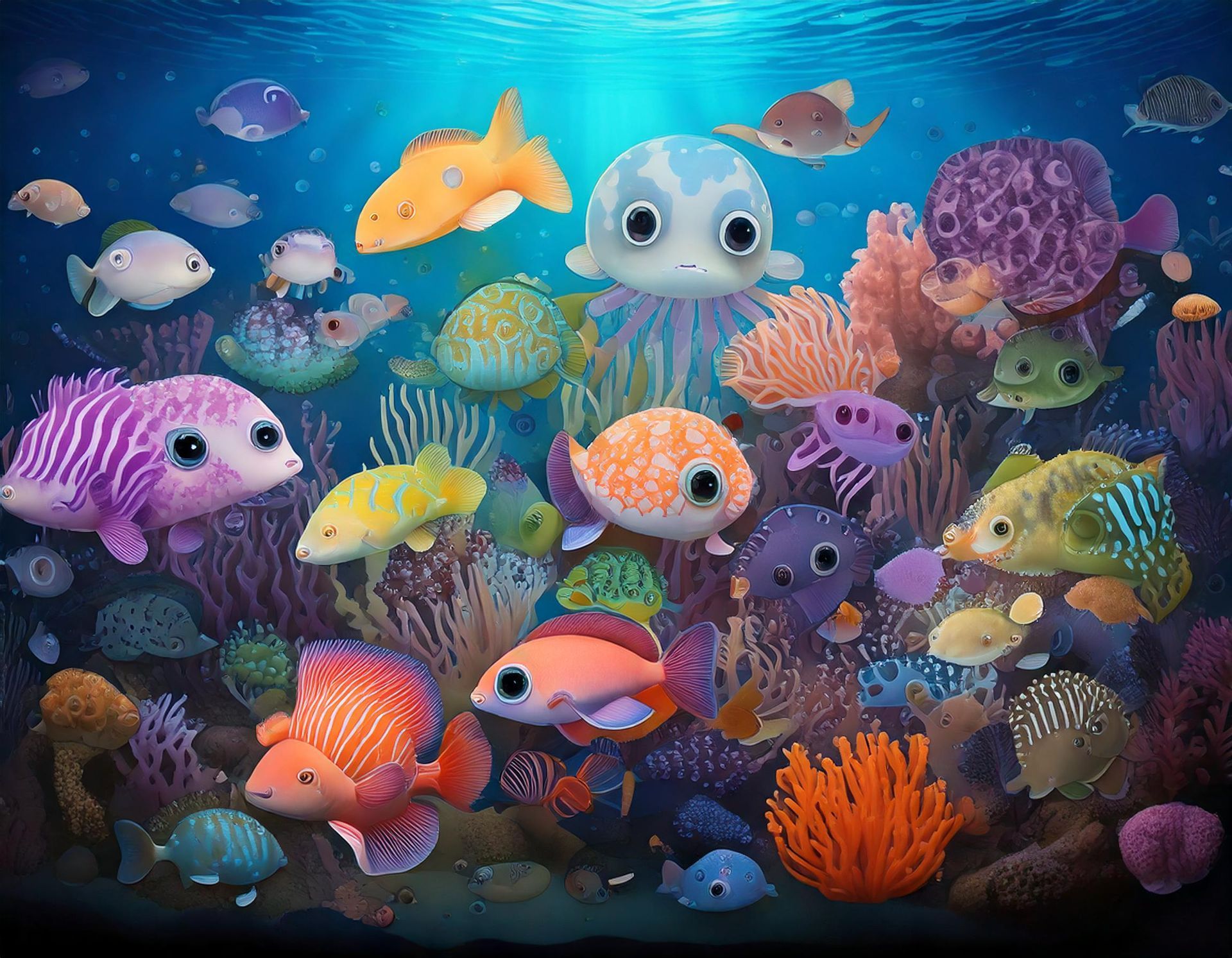 Un groupe de poissons colorés nage dans un récif corallien.