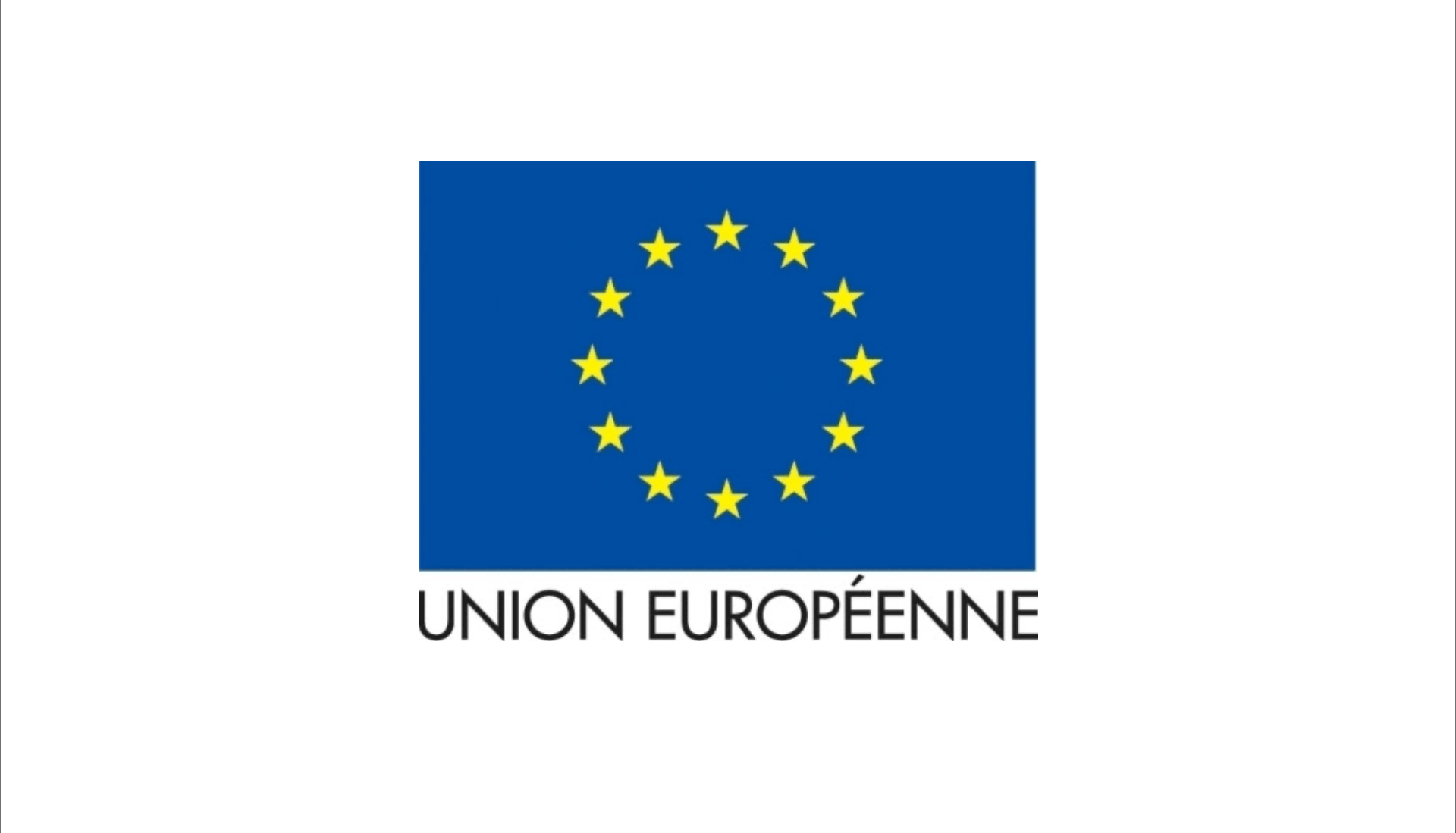 Un drapeau bleu avec des étoiles jaunes et les mots Union européenne