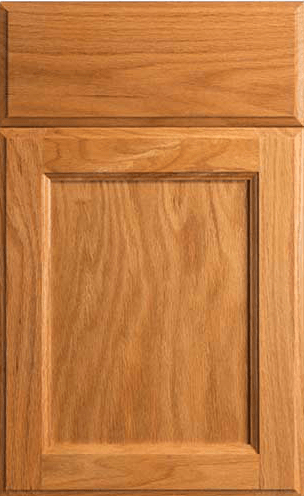A close up of a wooden cabinet door on a white background.