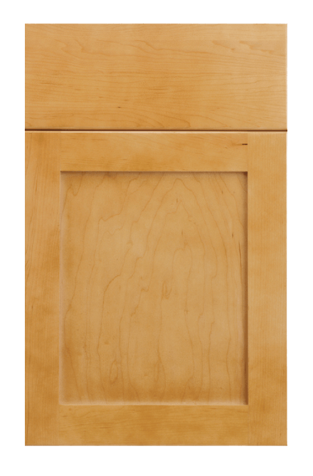 A close up of a wooden cabinet door on a white background