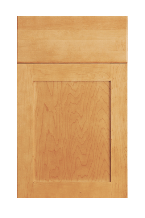 A close up of a wooden cabinet door on a white background