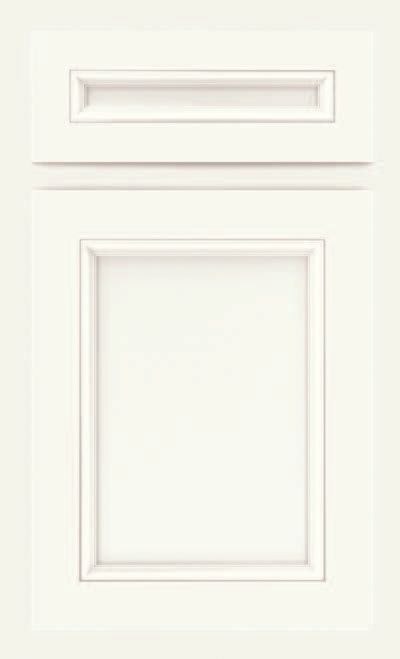 A close up of a white cabinet door on a white background.