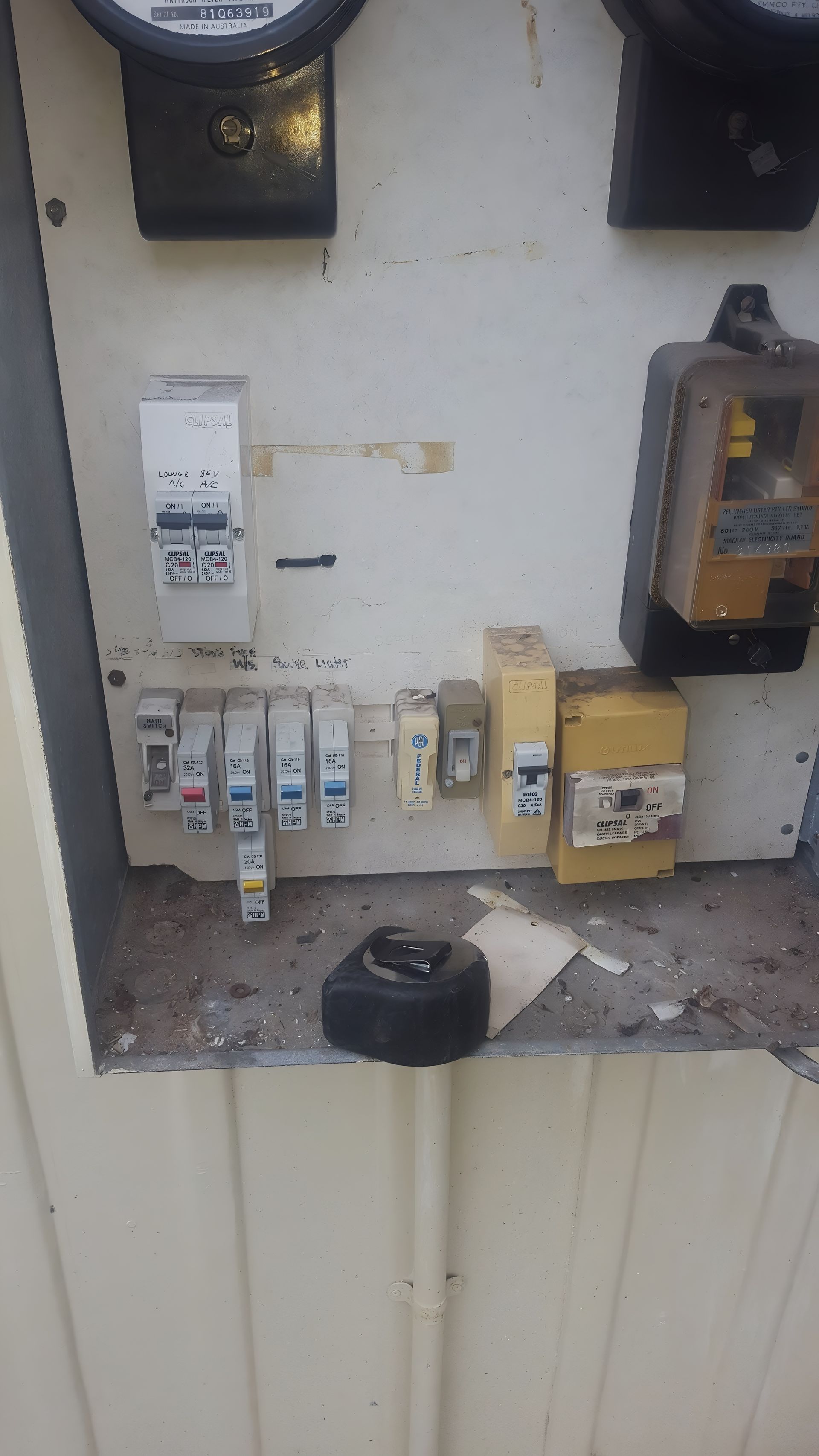 Electrical Panel With Various Meters, Switches — J&C Electrical Services in Marian, QLD