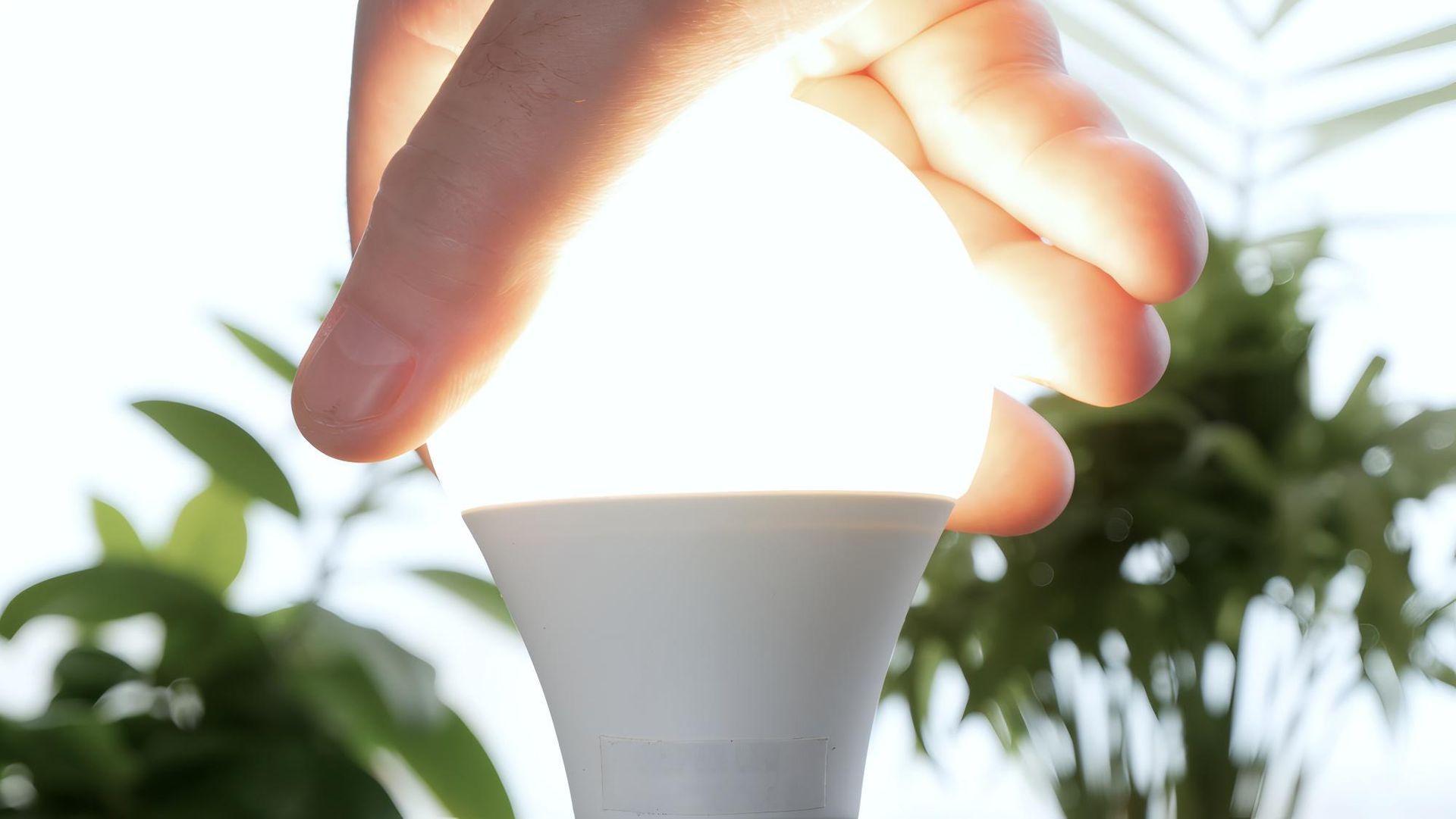 Hand Holding a Bright White Led Lightbulb — J&C Electrical Services in Eimeo, QLD