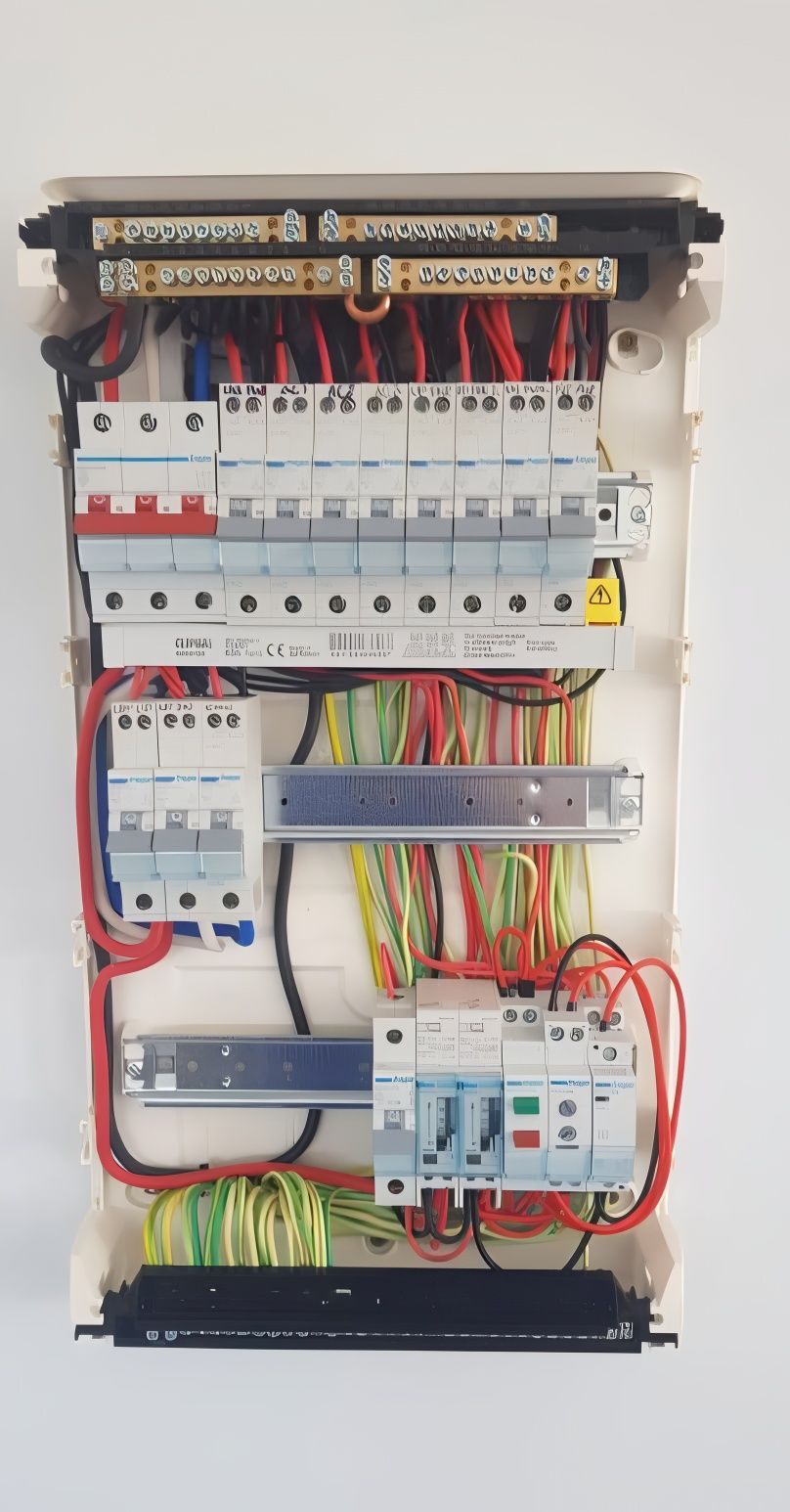 Open Electrical Panel With Circuit Breakers — J&C Electrical Services in Marian, QLD