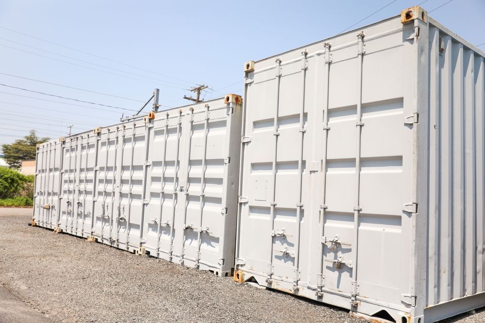 Red Storage Unit Doors In A Row — Gantic Removals & Storage in Ripley, QLD