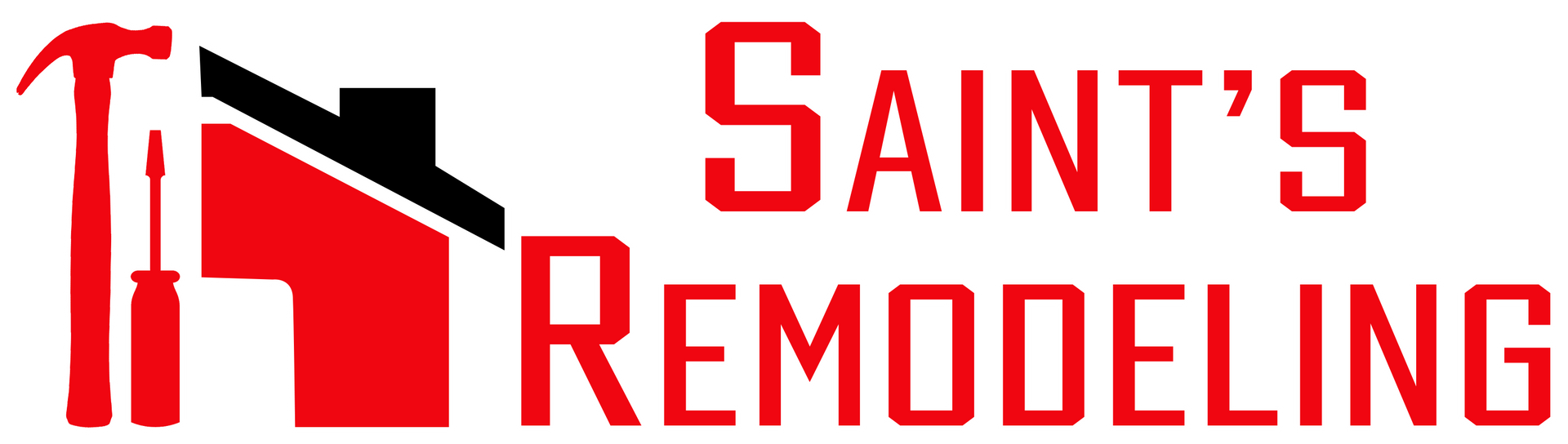 A red and black logo for saint 's remodeling