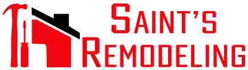 A red and black logo for saint 's remodeling