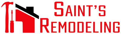 A red and black logo for saint 's remodeling