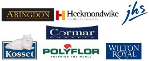 Logos for Abingdon, Heckmondwike, JHS, Kosset, Polyflor, Wilton Royal