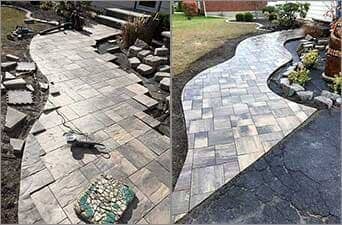 Stone Pathway before and after Landscaping - Landscaping services in Albany, NY