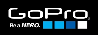 A gopro logo that says be a hero