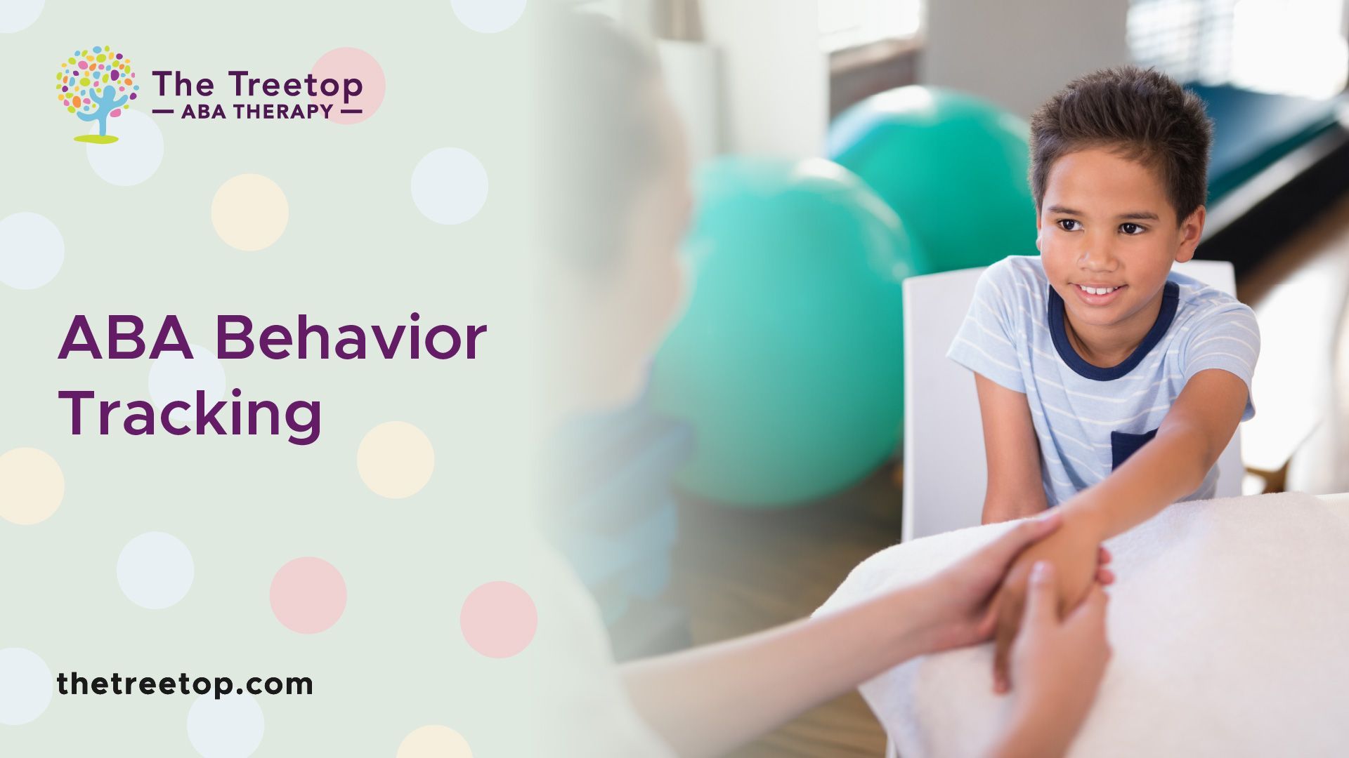 Young person and therapist at a treatment session. ABA Behavior Tracking text.