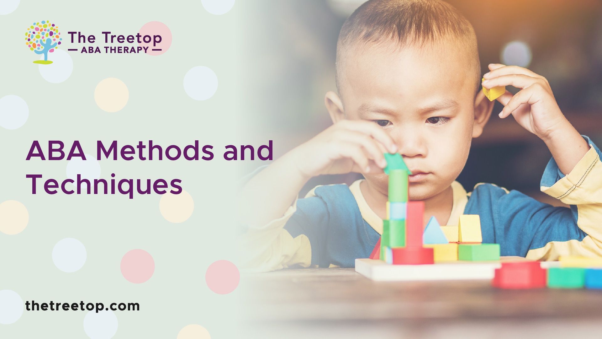 A child building with colorful blocks, with text