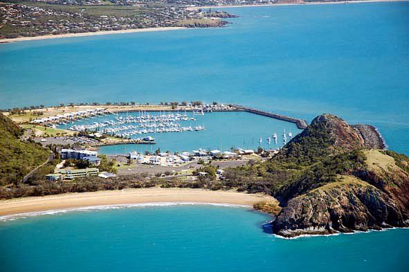 An Aerial View Of A City Next To A Body Of Water — Statix Hair Yeppoon in Yeppoon, QLD