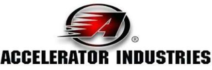 The logo for accelerator industries is shown on a white background.