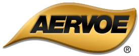 A gold and black aervoe logo on a white background