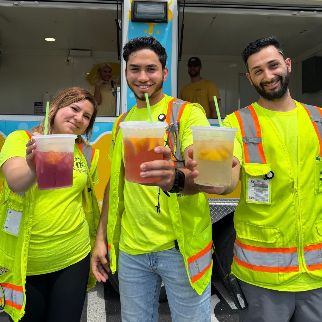 Employees enjoying fresh lemonade