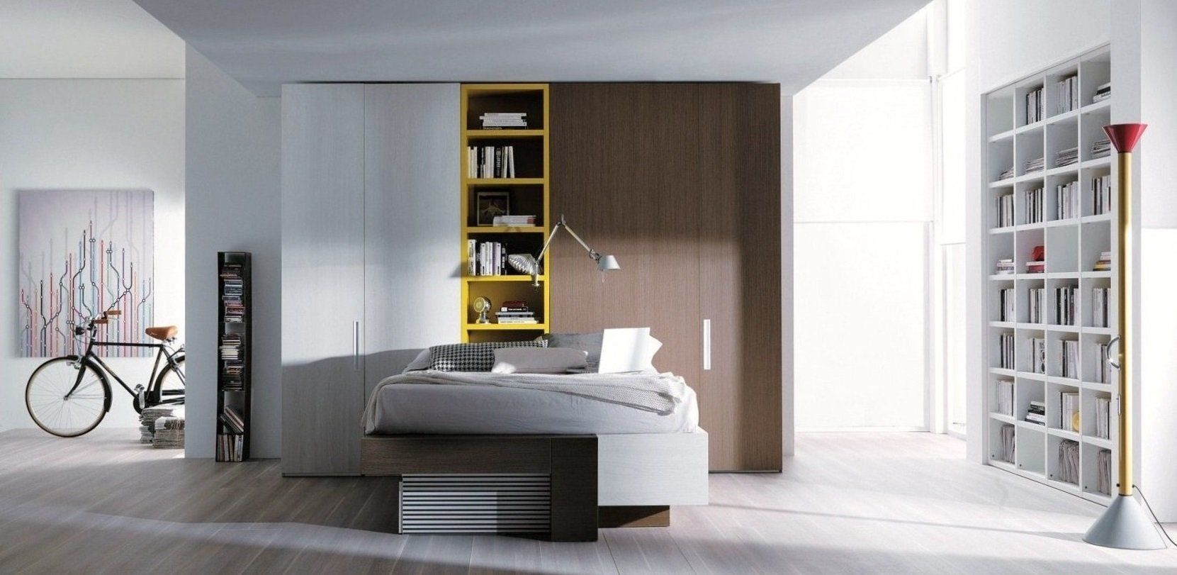 camera da letto con letto a una piazza e mezza