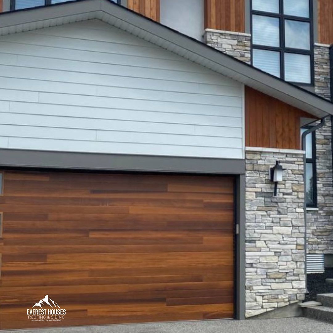 Modern House With Wooden Style — Calgary, AB — Everest Houses Roofing & Siding 