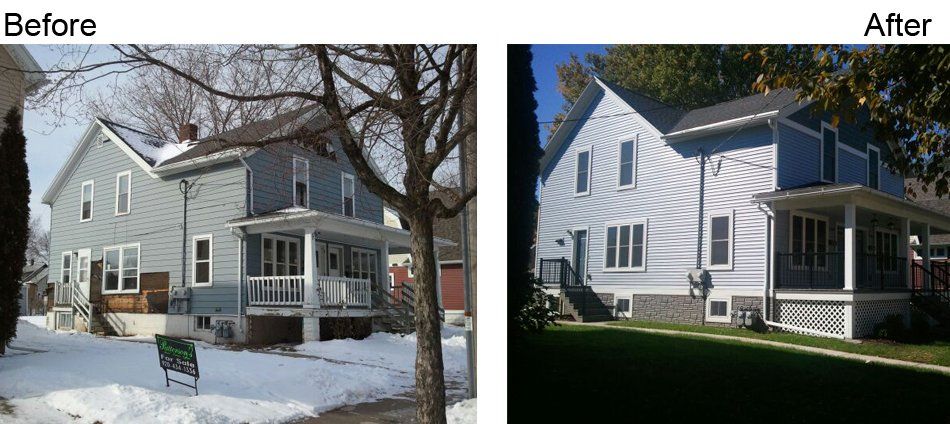 Before And After Work On Blue House — Bellevue, WI — Energy Services