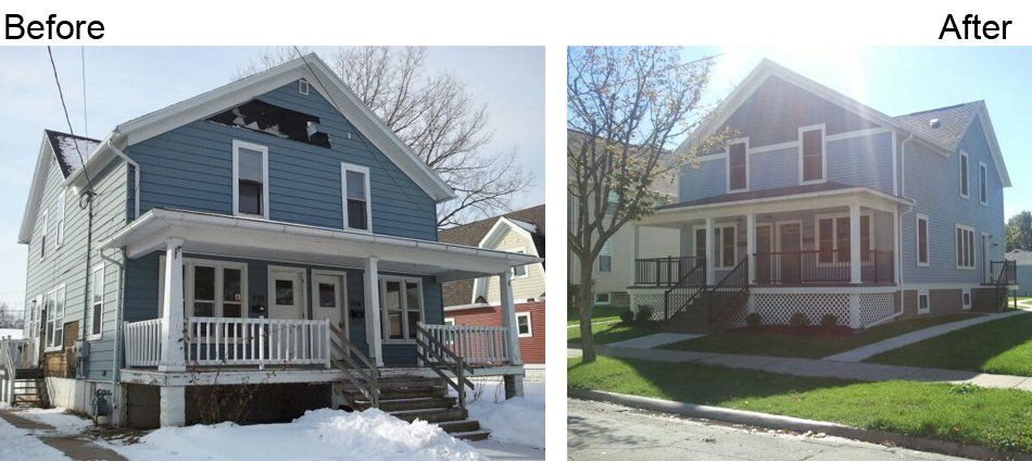 Before And After Service On Blue House — Bellevue, WI — Energy Services