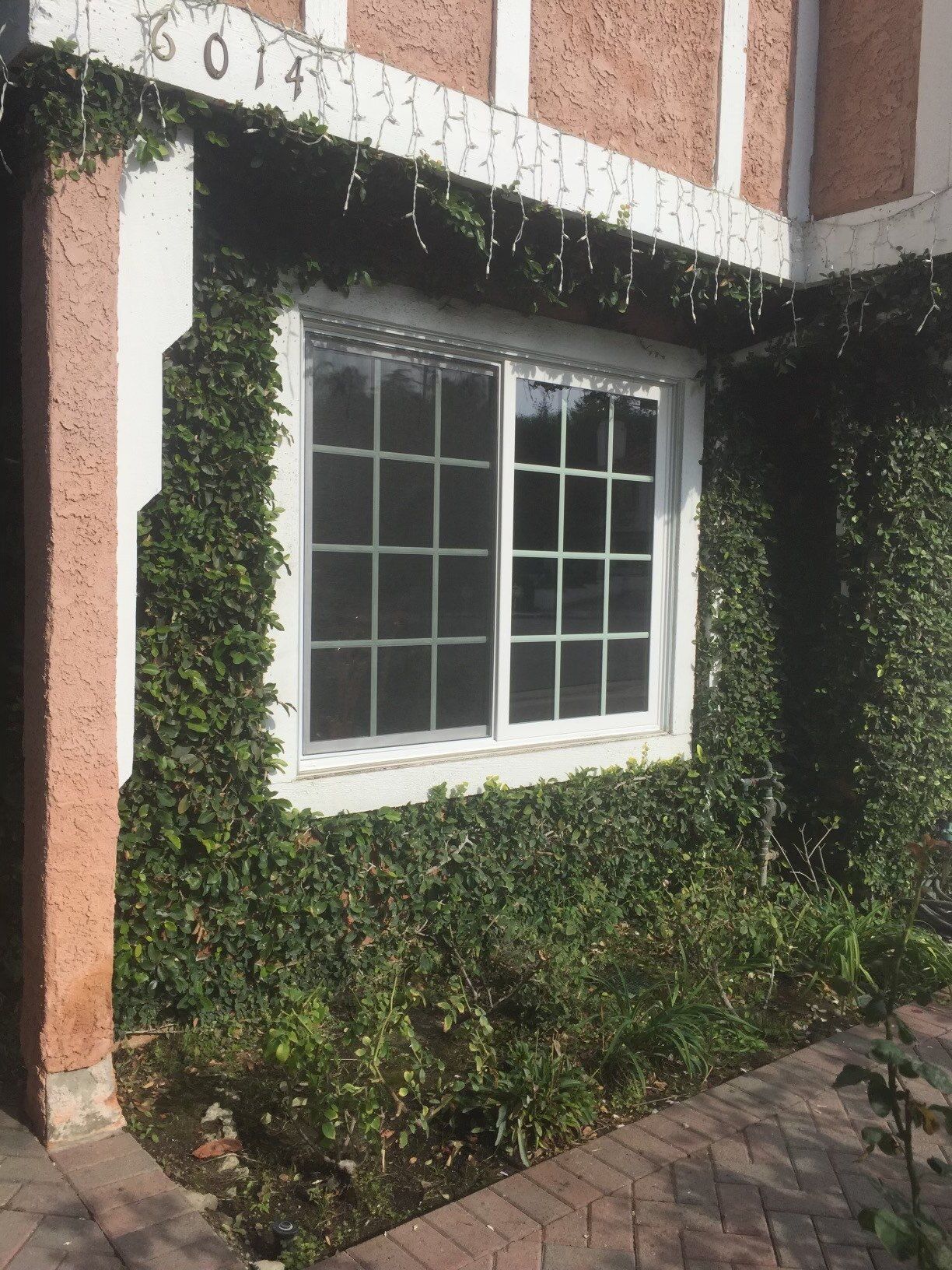 A large window on the side of a building