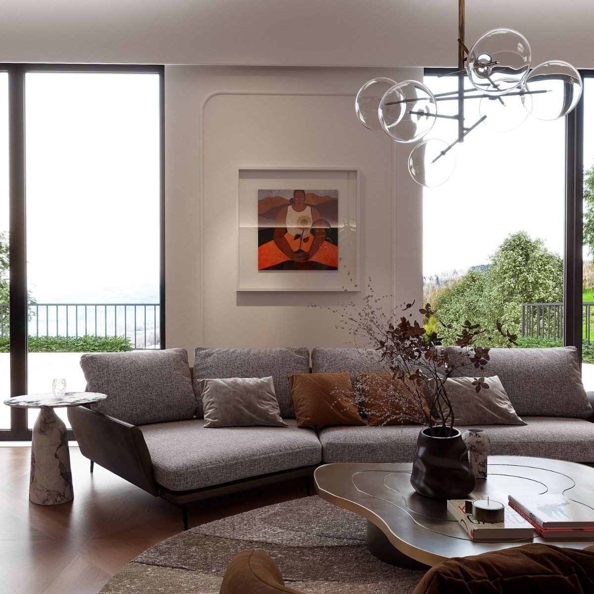 Avala Arhi, Dizajn Enterijera, Projekat 10, Beograd, Vrčin. Elegantno uređen dnevni boravak.