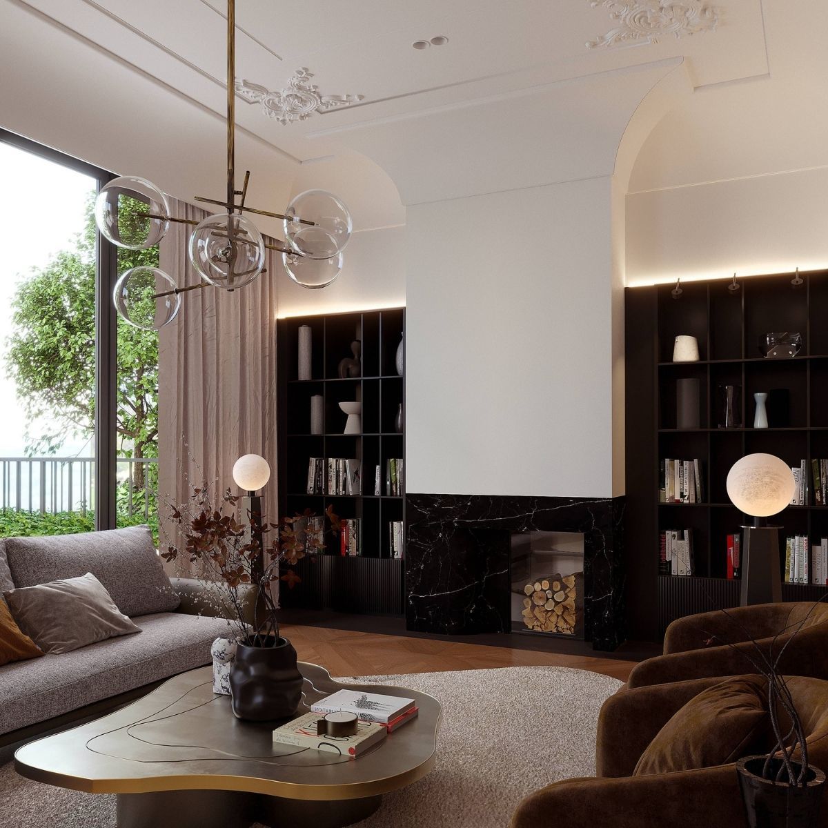 Avala Arhi, Dizajn Enterijera, Projekat 10, Beograd, Vrčin. Elegantno uređen dnevni boravak.