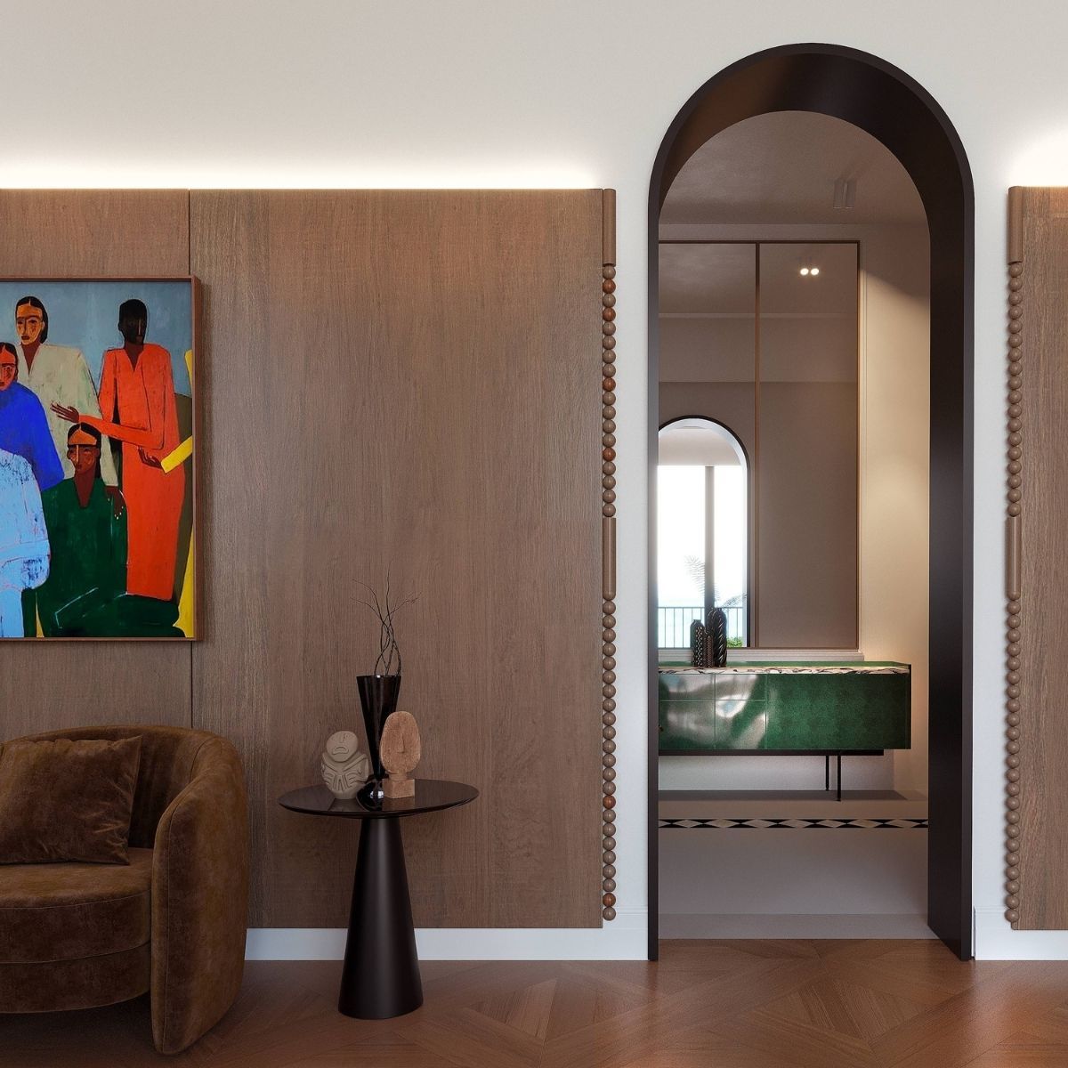 Avala Arhi, Dizajn Enterijera, Projekat 10, Beograd, Vrčin. Elegantno uređen hodnik.