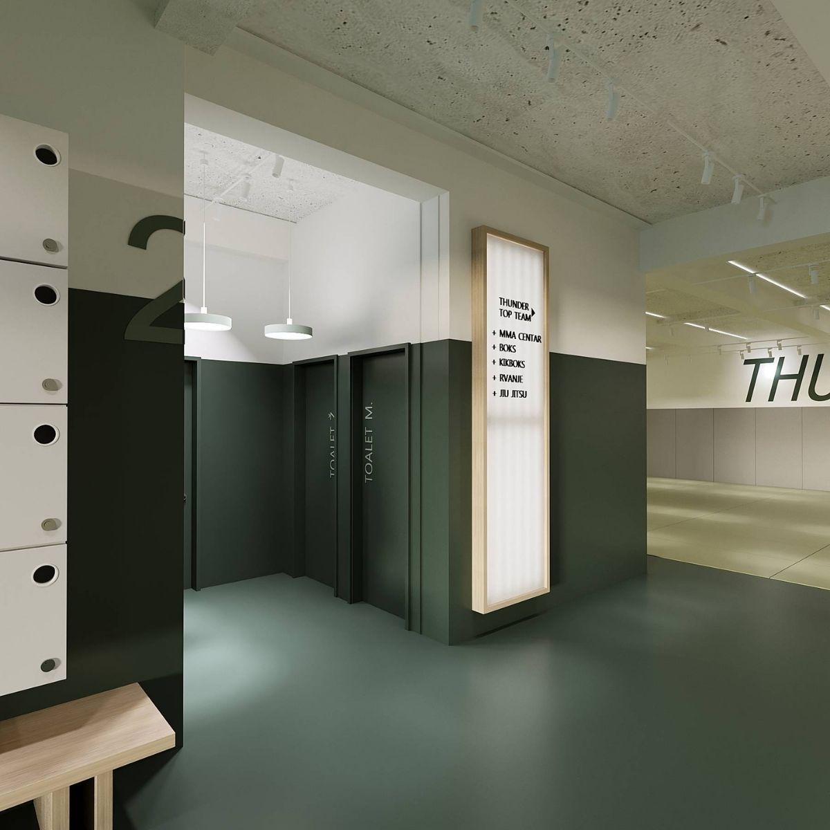 Avala Arhi, Dizajn Enterijera, Projekat 12, Poslovno - komercijalni dizajn, Novi Beograd. Elegantno uređena svlačionica i hodnik.