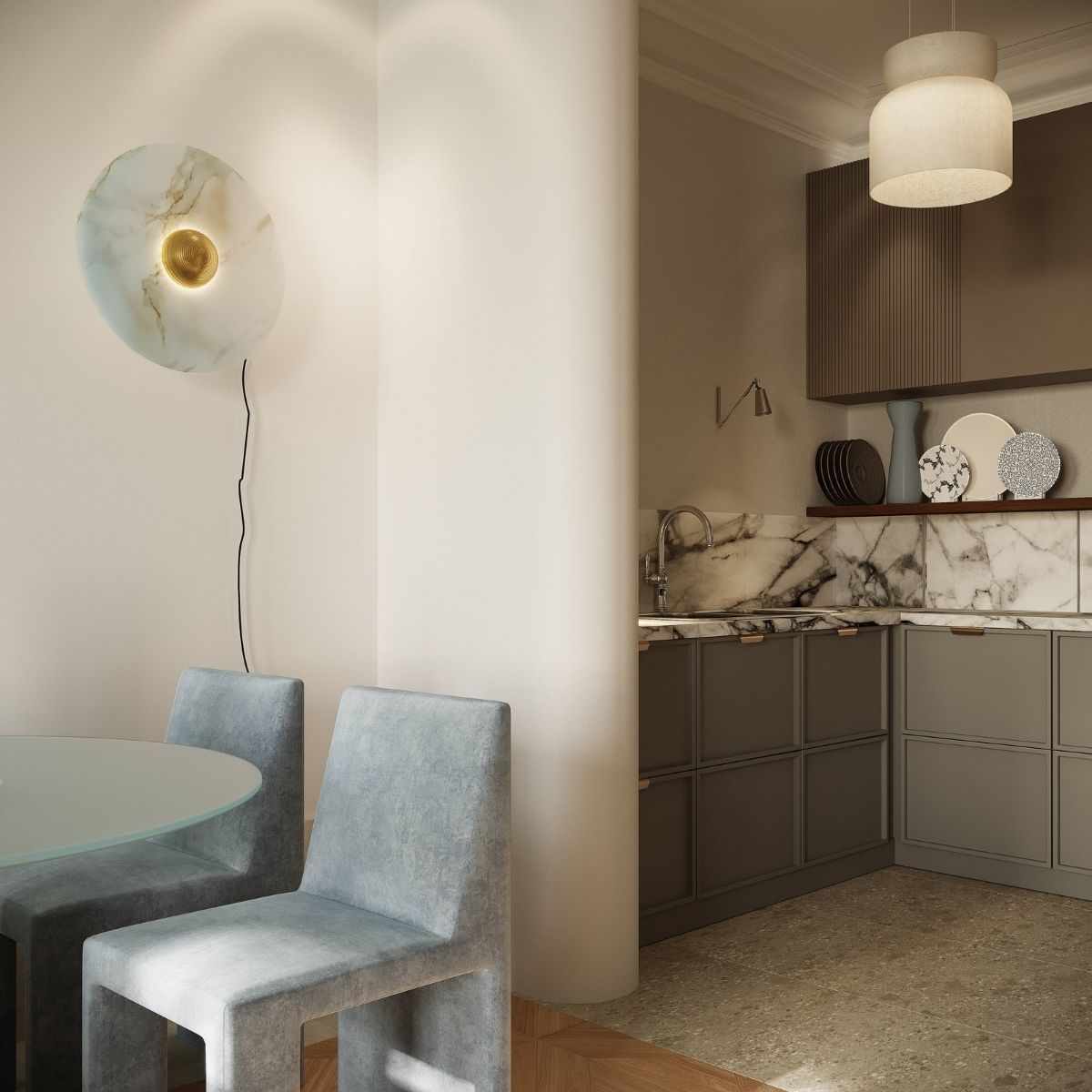 Avala Arhi, Dizajn Enterijera, Projekat 2, Beograd, Stari Grad. Elegantno uređena kuhinja i trpezarija.