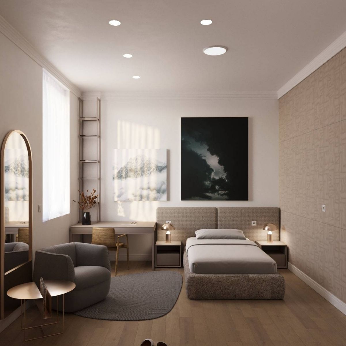 Avala Arhi, Dizajn Enterijera, Projekat 5, Beograd, Kalemegdan. Elegantno uređena spavaća soba.