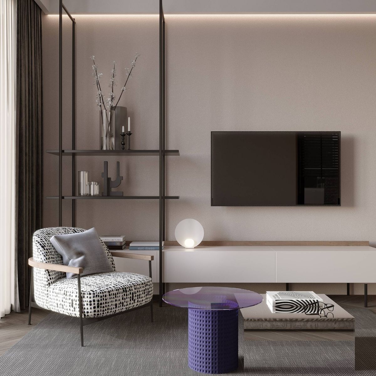 Avala Arhi, Dizajn Enterijera, Projekat 9, Novi Beograd. Elegantno uređen dnevni boravak.