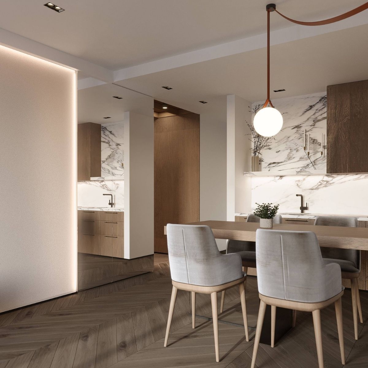 Avala Arhi, Dizajn Enterijera, Projekat 9, Novi Beograd. Elegantno uređena trpezarija.