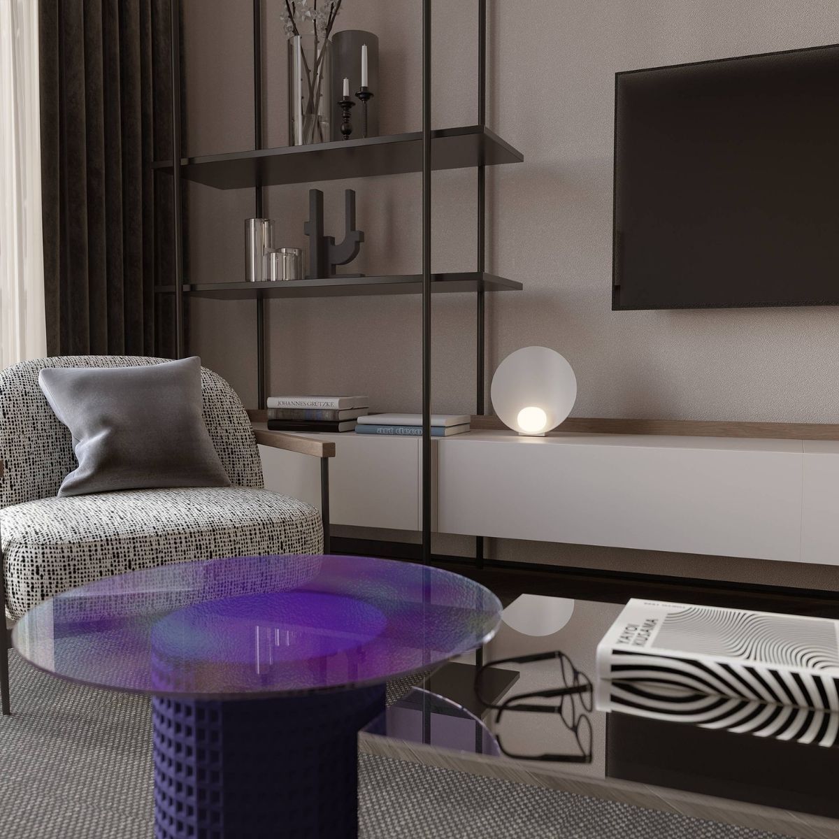 Avala Arhi, Dizajn Enterijera, Projekat 9, Novi Beograd. Elegantno uređen dnevni boravak.