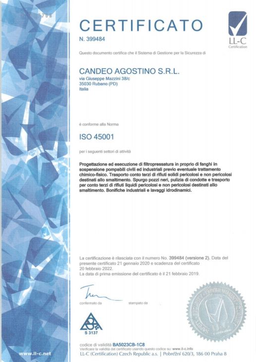 Certificato ISO 45001