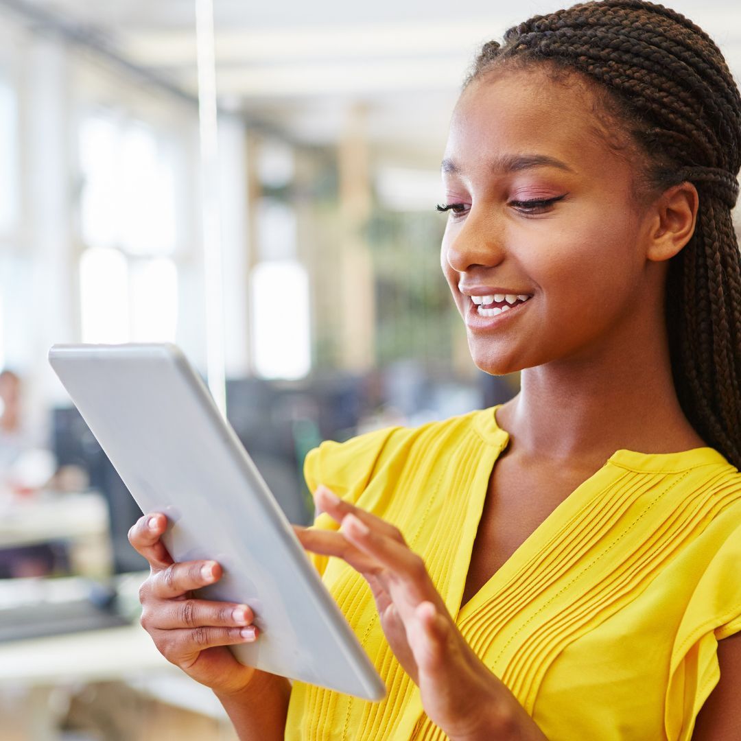 woman on tablet