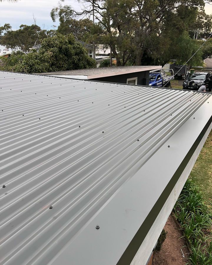 A Close Up of a Metal Roof With Trees in the Background — Gutterworx In Wamberal NSW