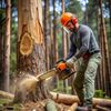 man cutting tree