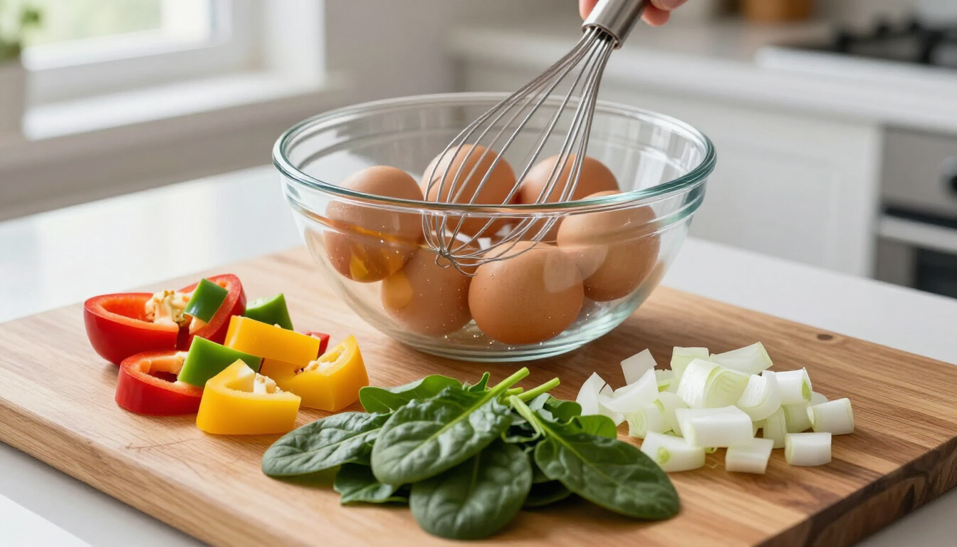 Groente-omelet bereiding