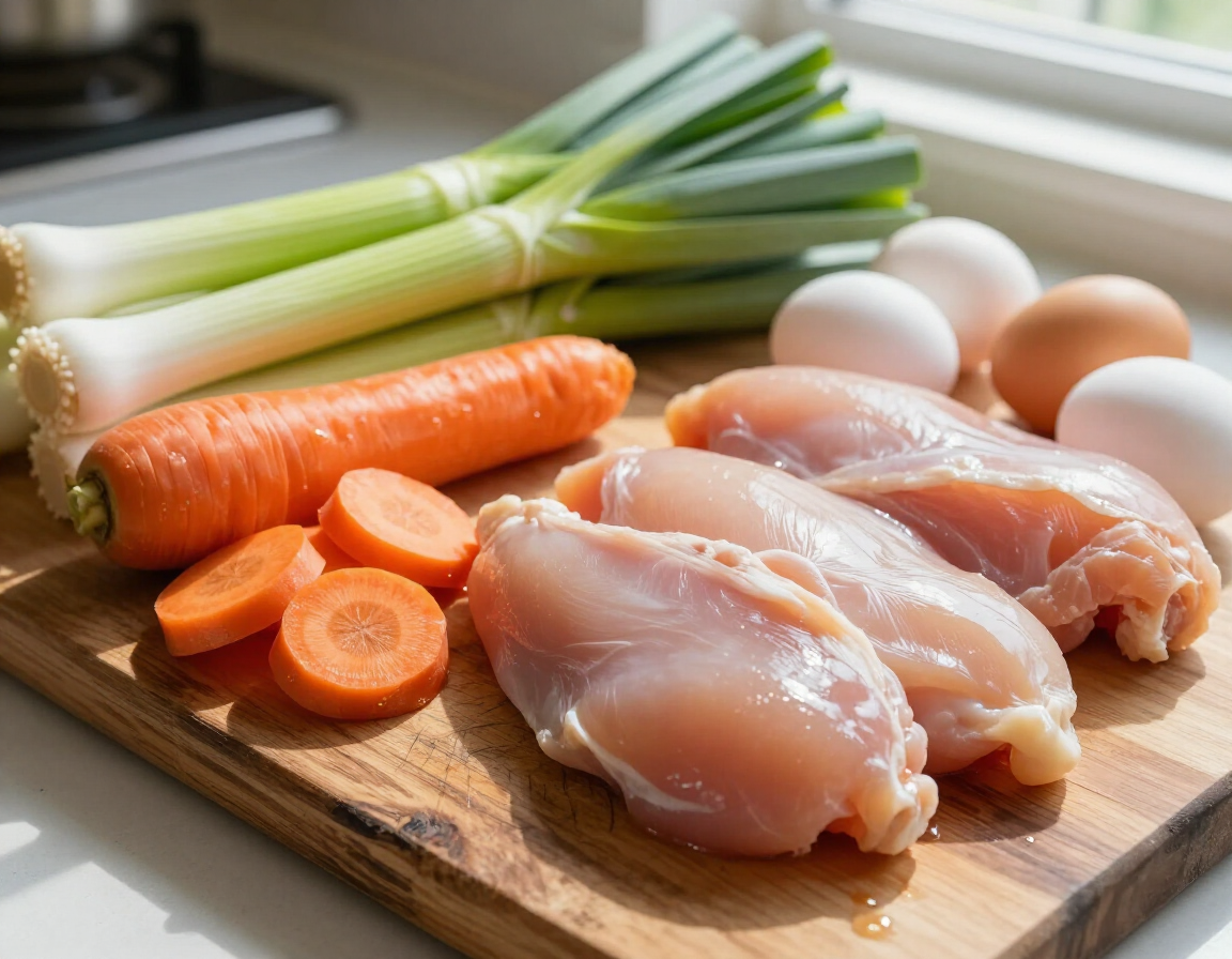 Gezonde ingrediënten op een snijplank