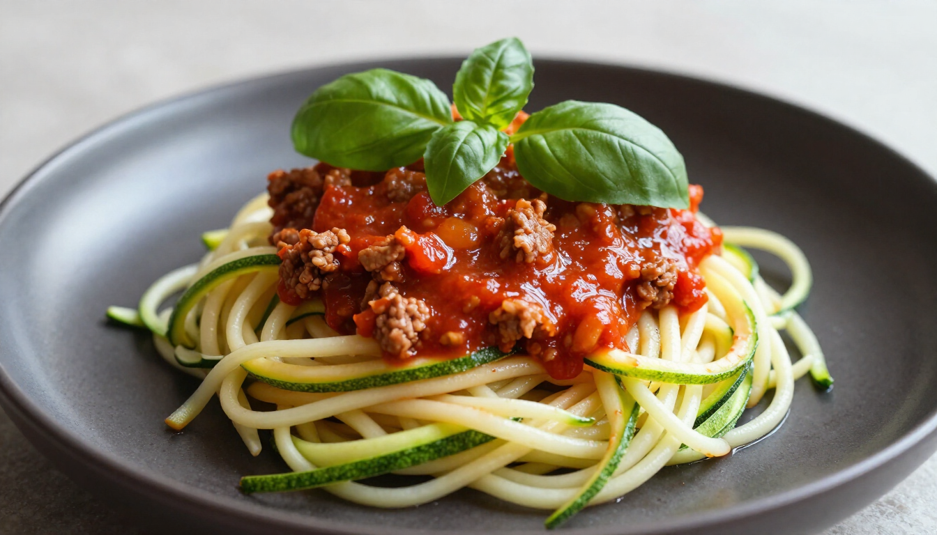 Eindresultaat courgetti met rundergehakt