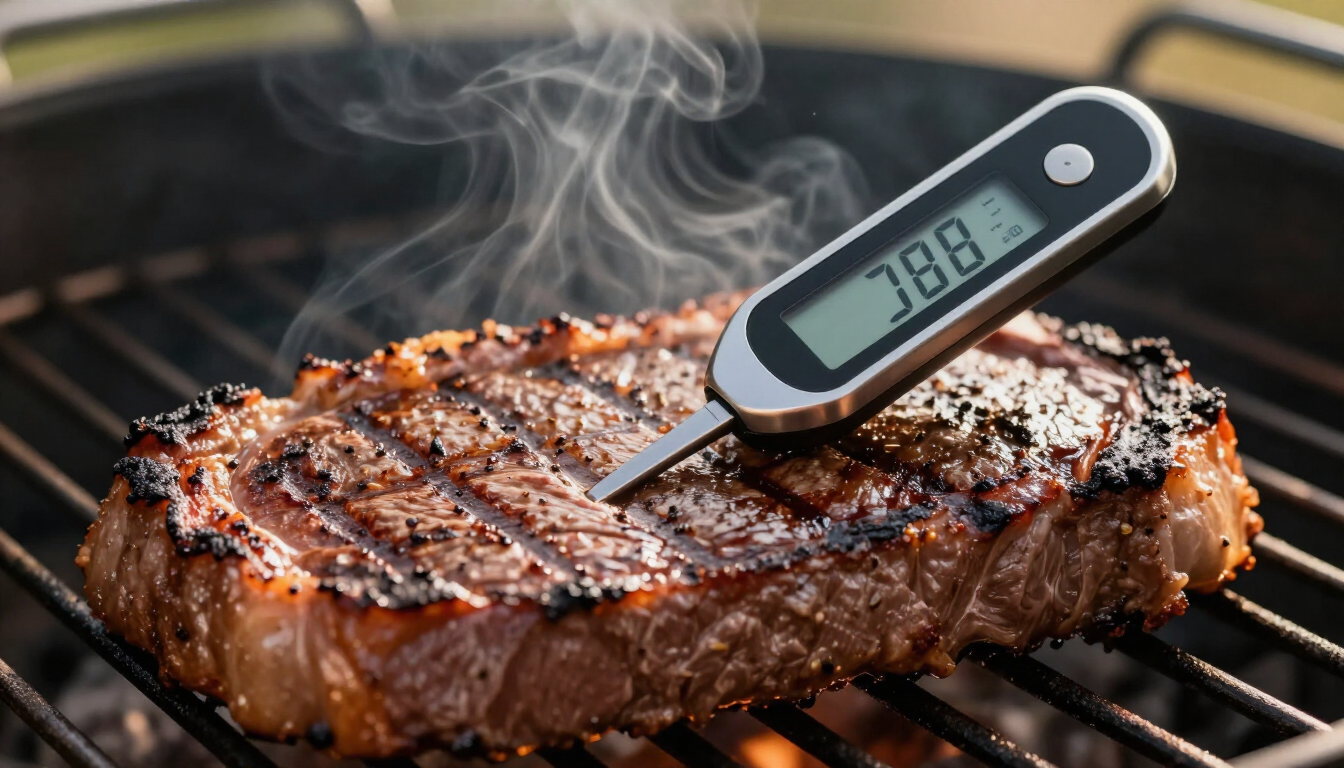 Bavette op de grill met thermometer