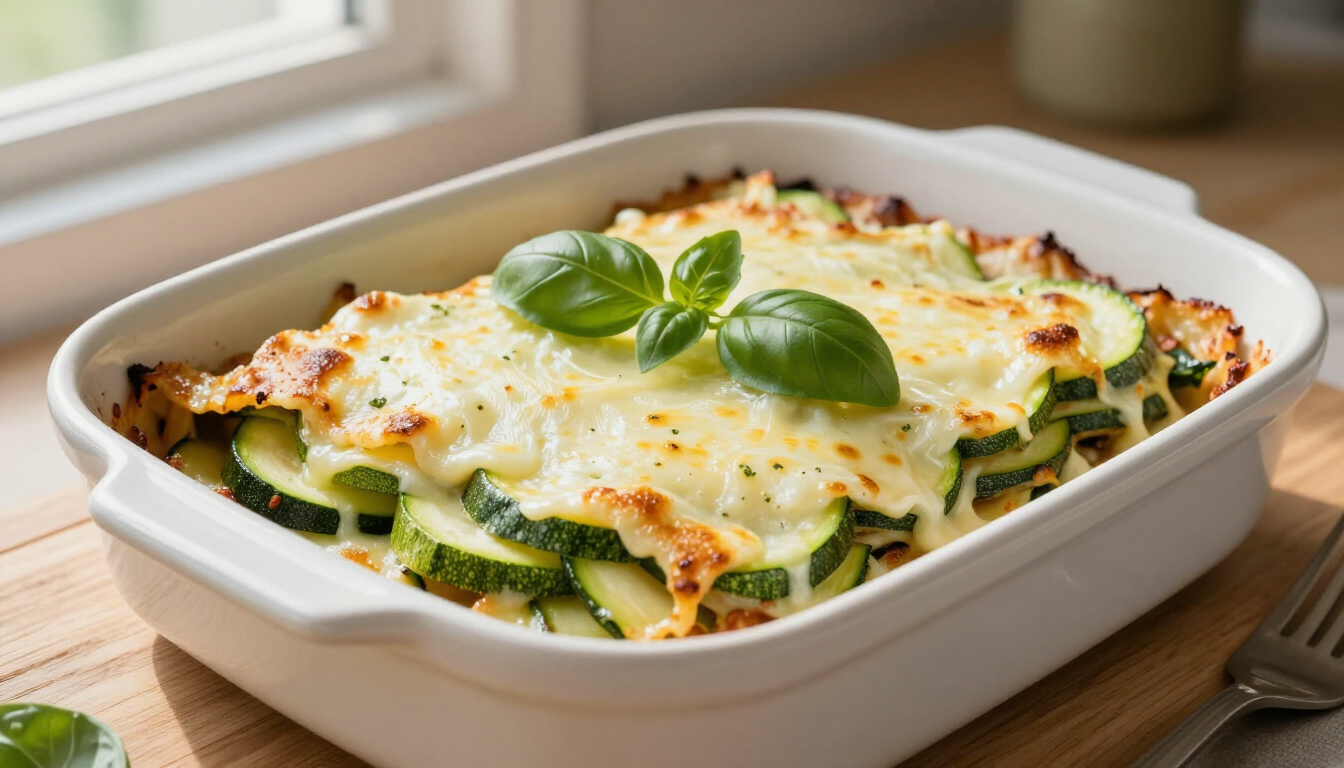 Gezonde lasagne met courgette plakken in plaats van pasta