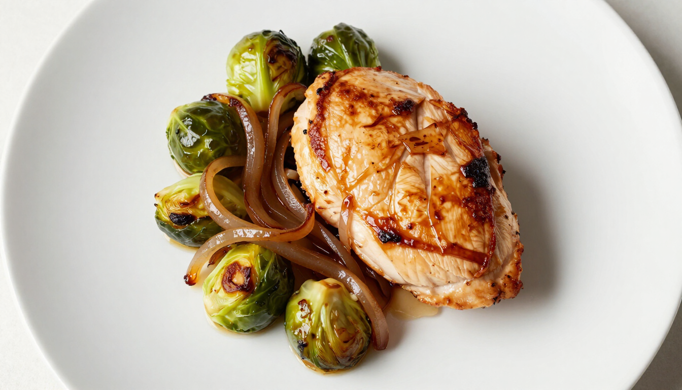 Gezonde maaltijd kip en spruitjes